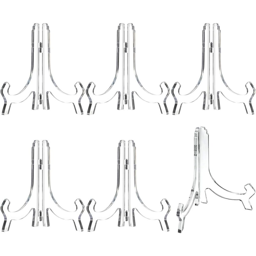 Clear Acrylic Book Stand Holder - 6パック 7インチ クリアアクリル イーゼルスタンド ディスプレイスタンド プレートホルダーまたは写真・絵本のディスプレイ用
