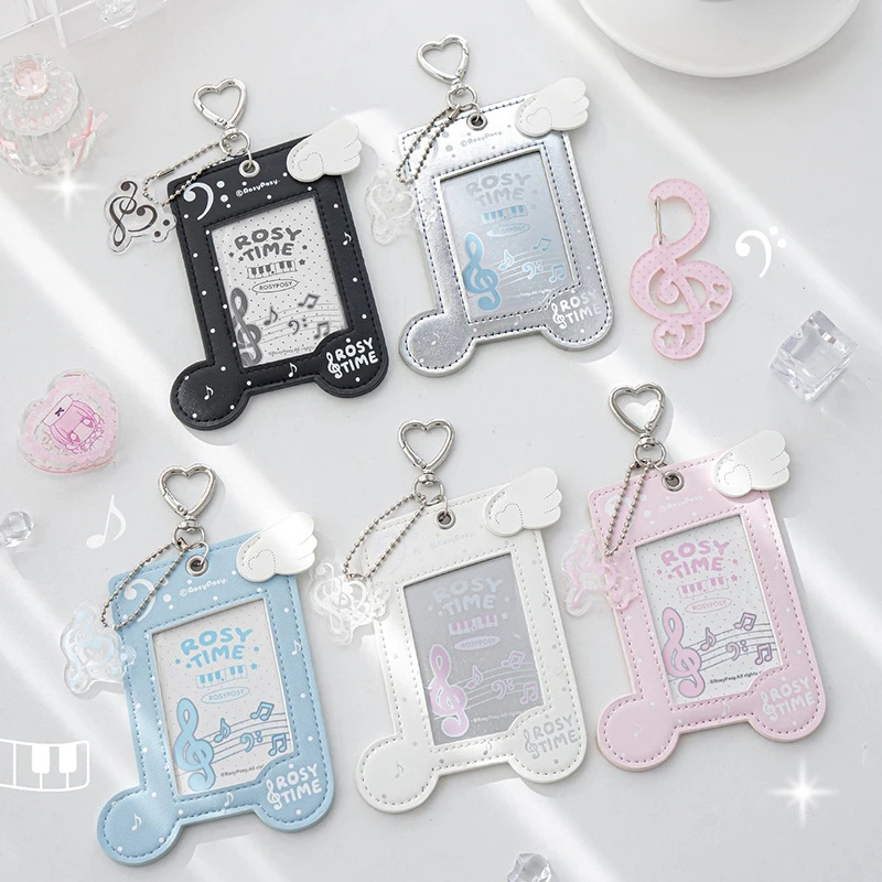 Blank Sheet Music Notebook - 音符ピアノカードカバー 小型カード収納クリップ 小型カードコレクションブック アイドルカード保護カバー フォトカードホルダー