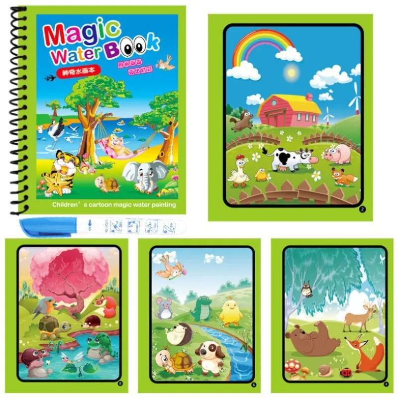 Reusable Water Magic Coloring Book - 1Pc 再利用可能なマジックウォーターブックキッズギフトカラー描画モンテッソーリ DIY 幼稚園落書き絵画学校文具用品