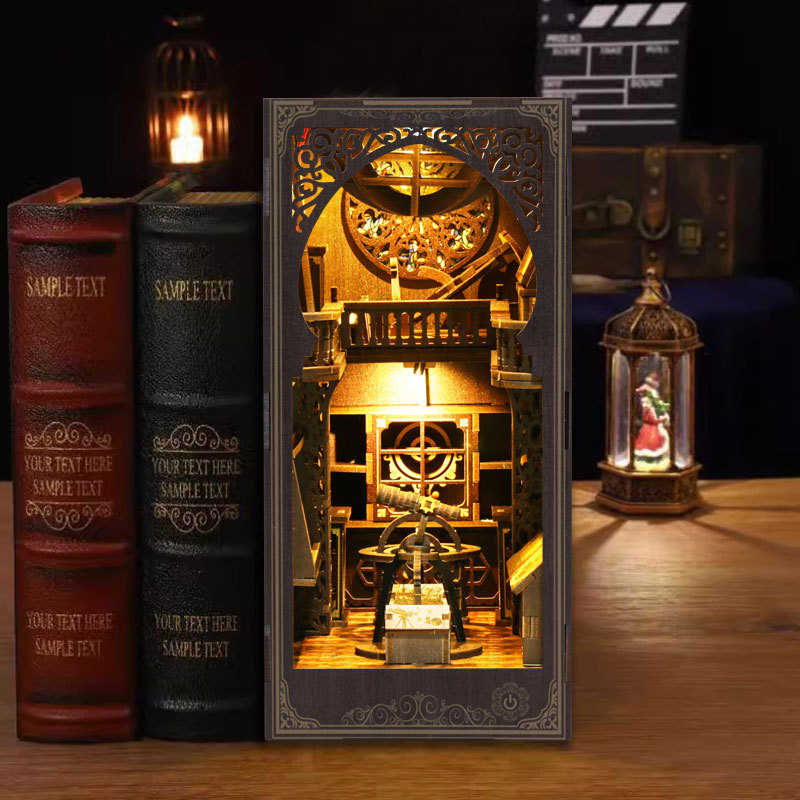 Diy Wooden Book Nook Kit Shelf Insert - DIY木製ブックnookシェルフインサートキット、ミニチュアビルディングキット、美術館の天文学本棚、大人のためのブックエンド、誕生日プレゼント、新しい