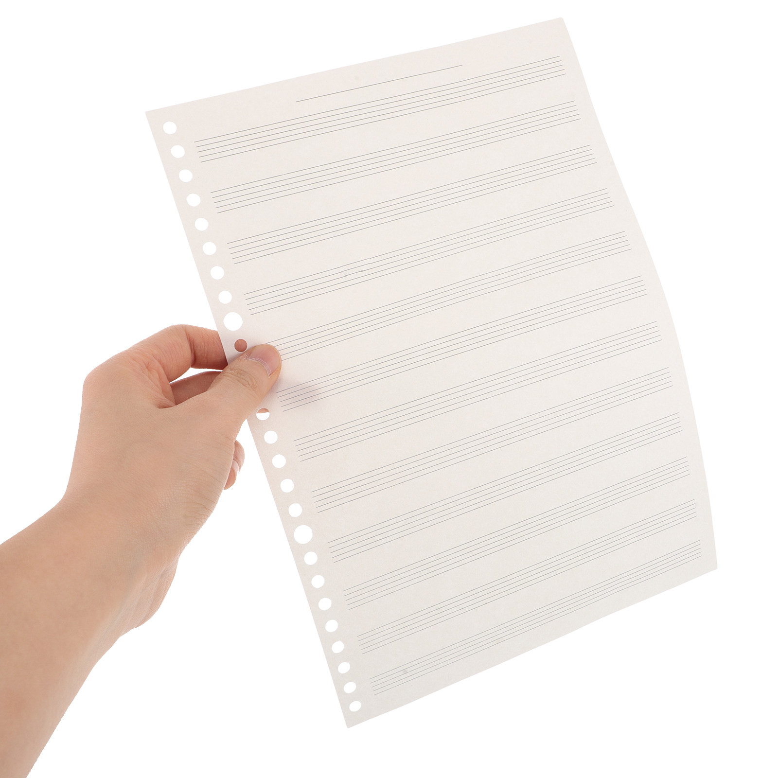 Blank Sheet Music Notebook - ギター楽譜ノート、ルーズリーフの白紙原稿用紙、細い透明な線入り、音楽教育練習作曲用