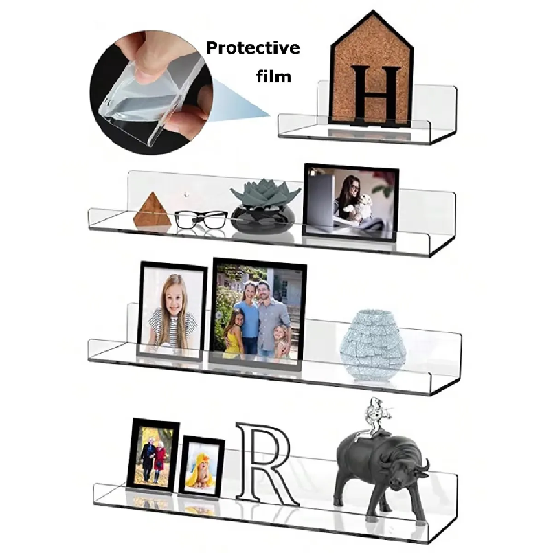 2pc 透明アクリル収納ラック壁掛けブックフローティングシェ - Clear Acrylic Book Stand Holder のレビューと価格