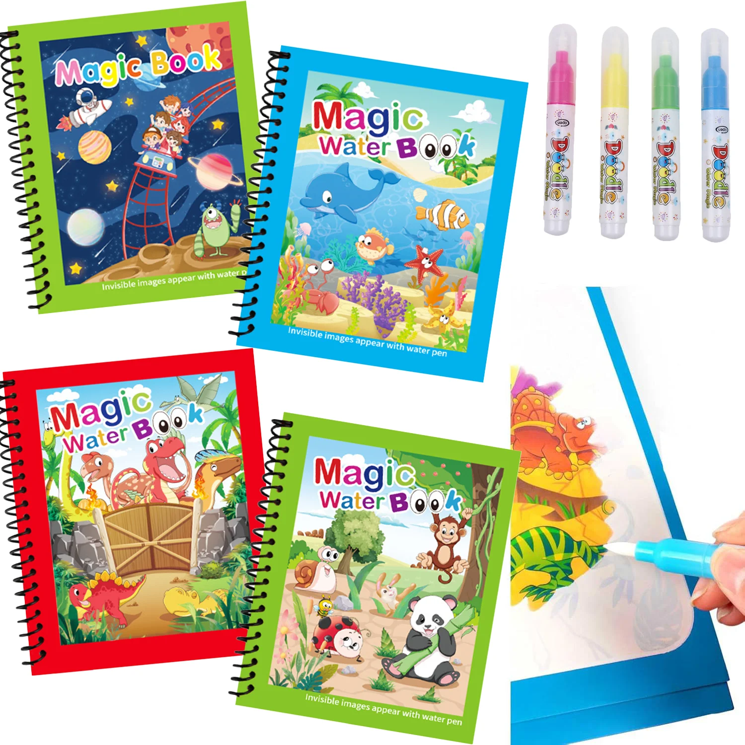 マジックウォーターペインティングブック 再利用可能な水彩画ブ - Reusable Water Magic Coloring Book のレビューと価格