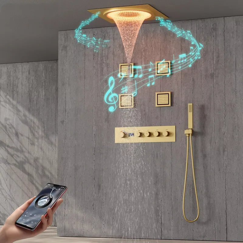 スマートLEDシャワーセット 浴室音楽内蔵レインフォールシス - Music のレビューと価格