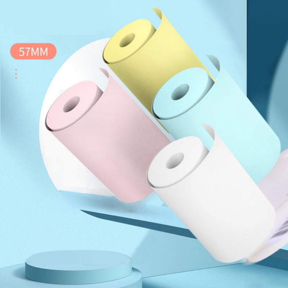 57 × 25 ミリメートル感熱紙ステッカー紙ラベル紙写真用 - Mini Pocket Thermal Printer Paper Roll のレビューと価格