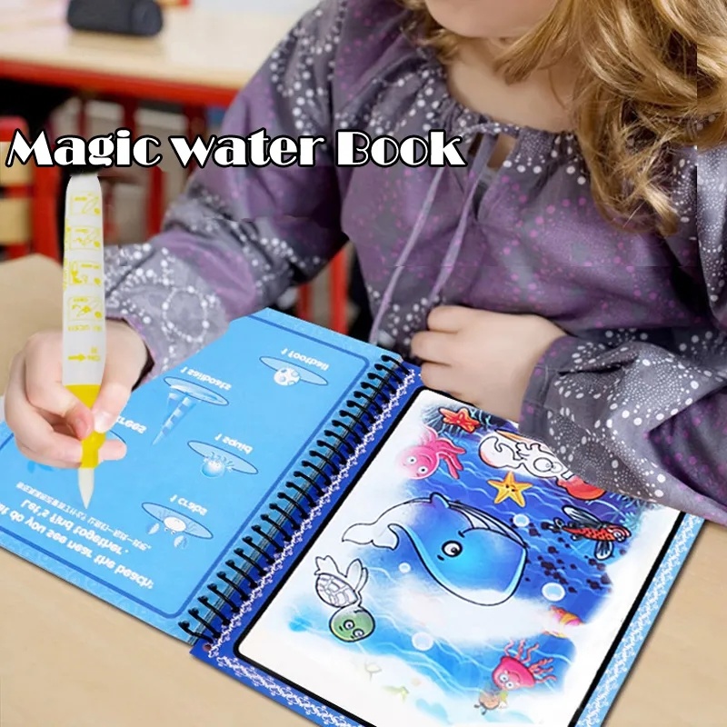 子供のための再利用可能な魔法の水着色ブック、モンテッソーリお - Reusable Water Magic Coloring Book のレビューと価格