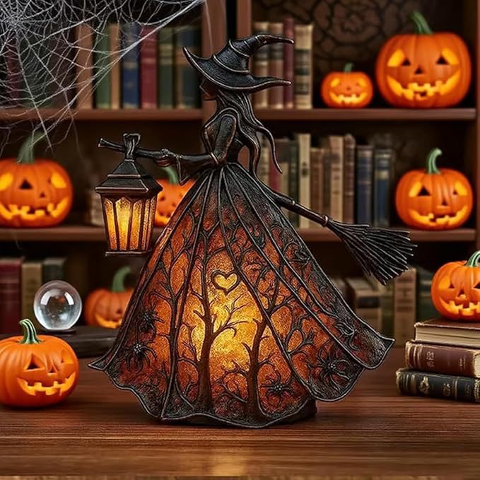 魔女の樹脂製卓上ナイトライト、USB電源式、ハロウィン装飾、 - Movies のレビューと価格