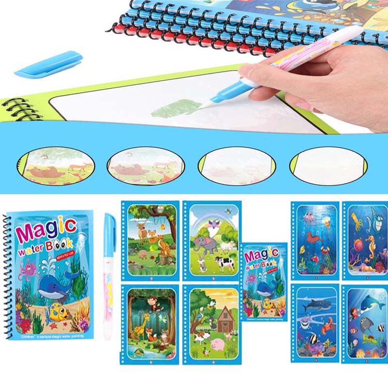 ホット販売再利用可能な魔法の水描画ぬりえ子供の感覚早期教育子 - Reusable Water Magic Coloring Book のレビューと価格