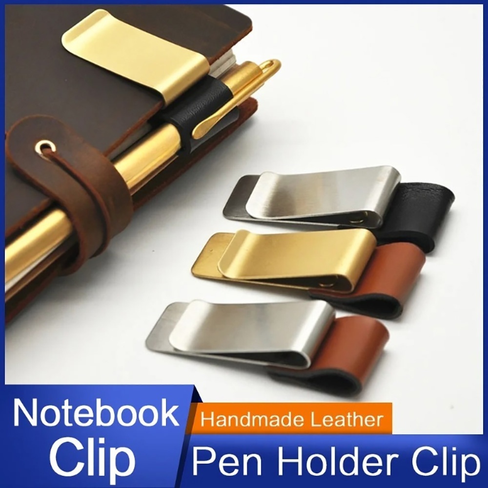 ヴィンテージ手作りレザーペンホルダー真鍮ステンレス鋼クリップ - Vintage Leather Journal Notebook のレビューと価格