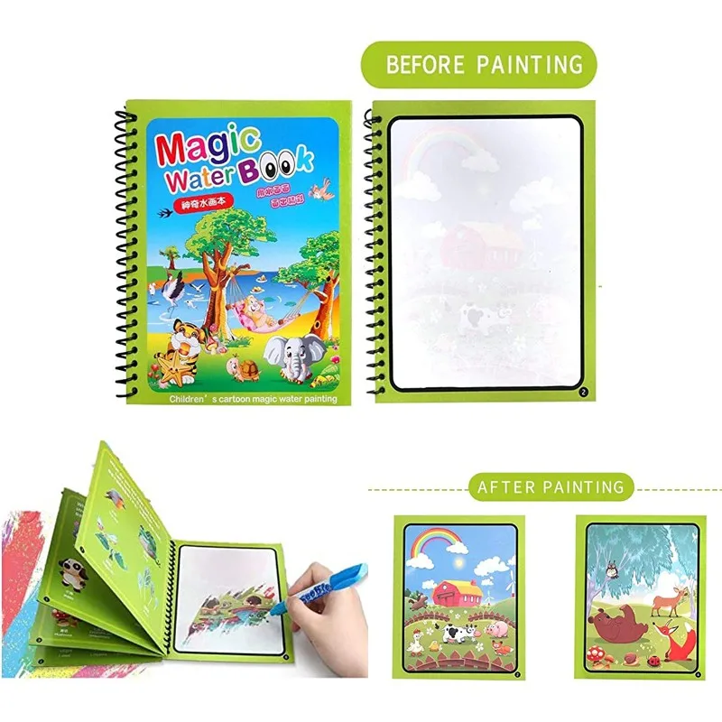 1pc マジック水ぬりえモンテッソーリ再利用可能な漫画宇宙旅 - Reusable Water Magic Coloring Book のレビューと価格