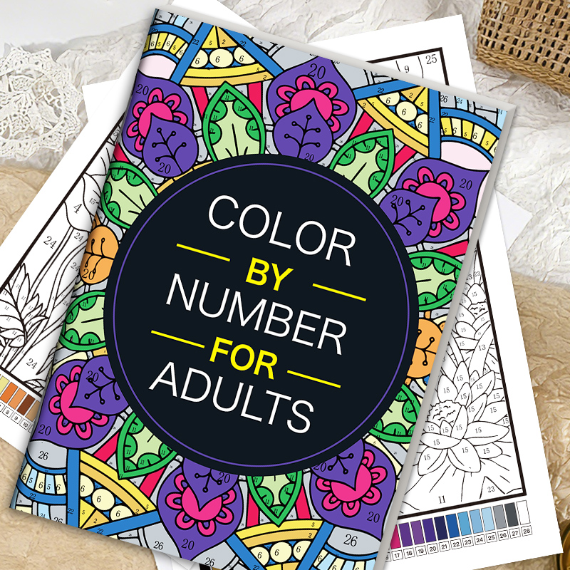 大人のための数字で描く塗り絵ブック 32ページ 花柄マンダラ - Adult Coloring Book Stress Relief のレビューと価格