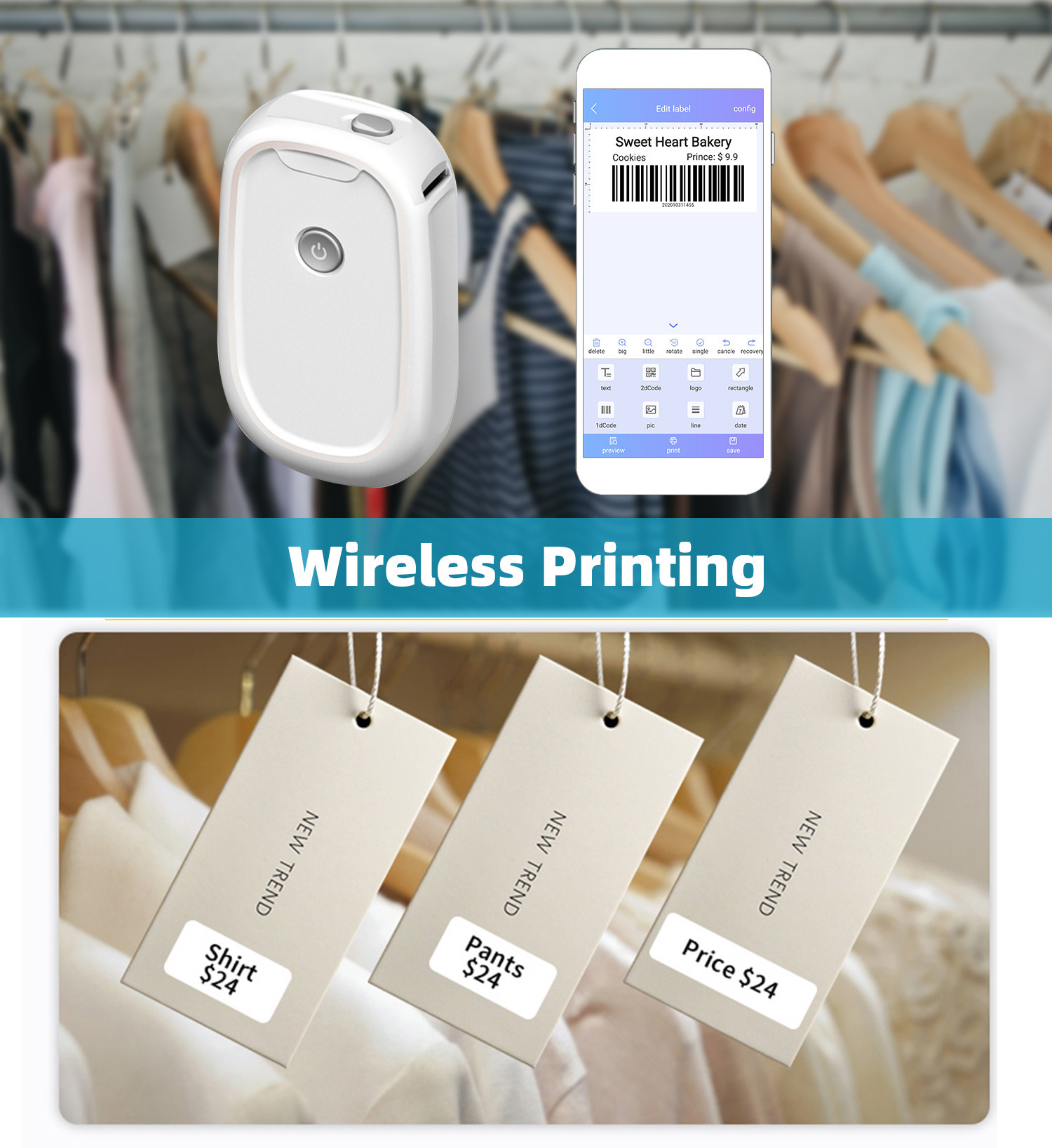 ミニワイヤレスポータブルラベル製造機,ポケットプリンター,サ - Mini Pocket Thermal Printer Paper Roll のレビューと価格