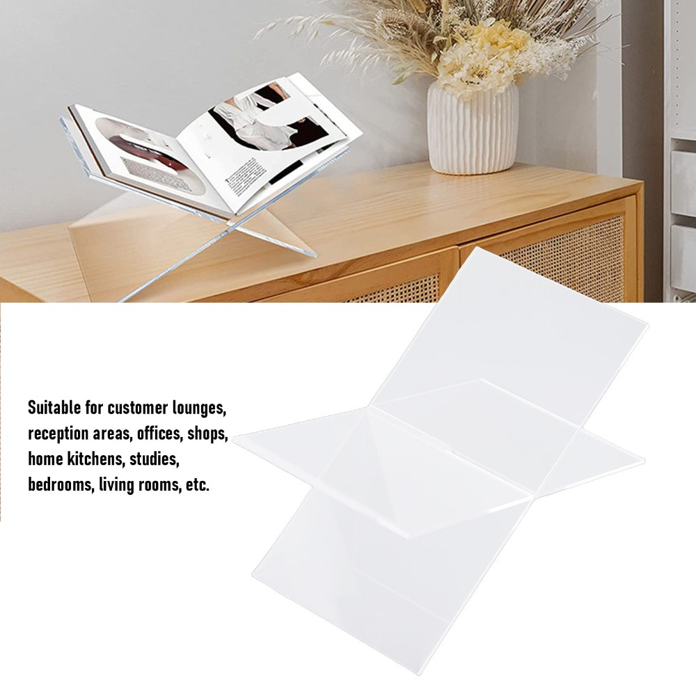 X字型デザインのアクリル製ブックスタンド 1セット 透明アク - Clear Acrylic Book Stand Holder のレビューと価格
