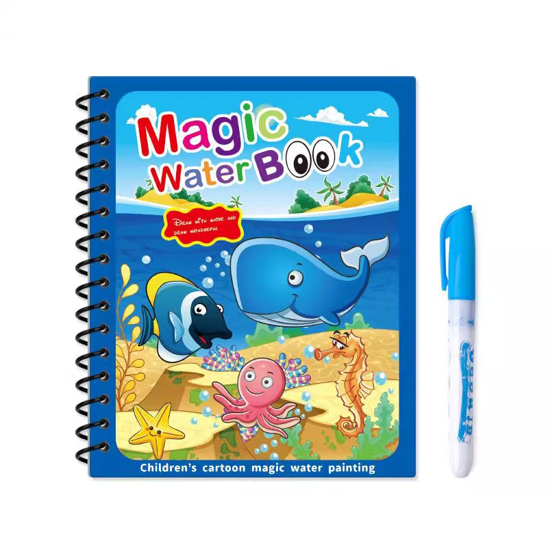 マジックウォーターブック ペン付き描画塗り絵ブック 再利用可 - Reusable Water Magic Coloring Book のレビューと価格