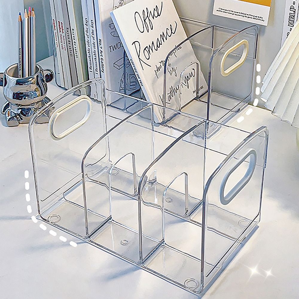 ポータブル透明アクリルブックエンド ハンドル付き デスクオー - Clear Acrylic Book Stand Holder のレビューと価格