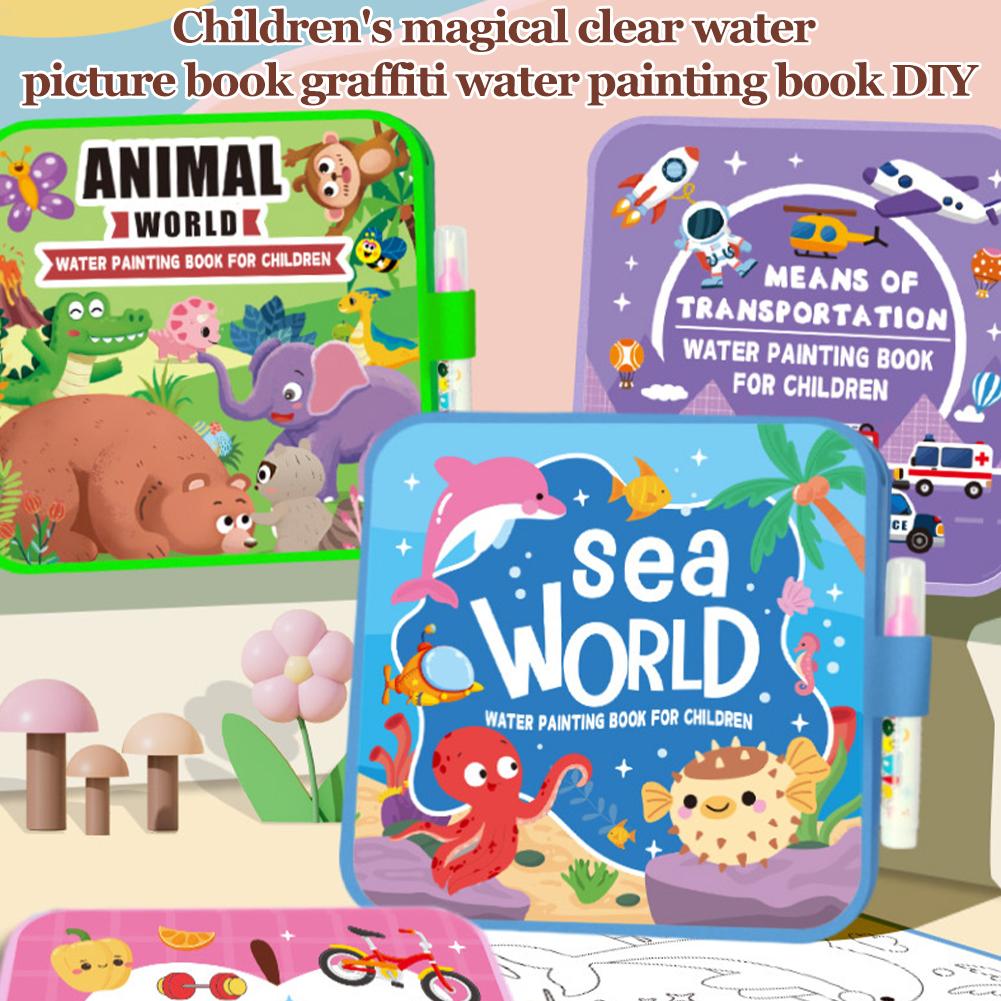 子供用折りたたみ式水彩画帳、再利用可能な魔法の落書きぬりえパ - Reusable Water Magic Coloring Book のレビューと価格