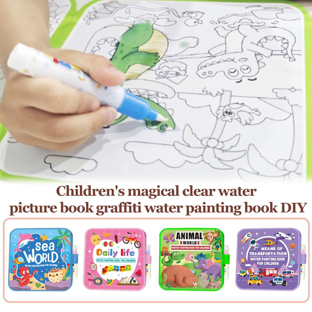 子供用折りたたみ式水彩画帳、再利用可能な魔法の落書きぬりえパ - Reusable Water Magic Coloring Book のレビューと価格