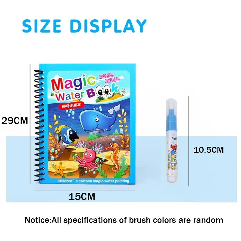 1pc 再利用可能な子供用マジックウォーター描画ブックとペン - Reusable Water Magic Coloring Book のレビューと価格