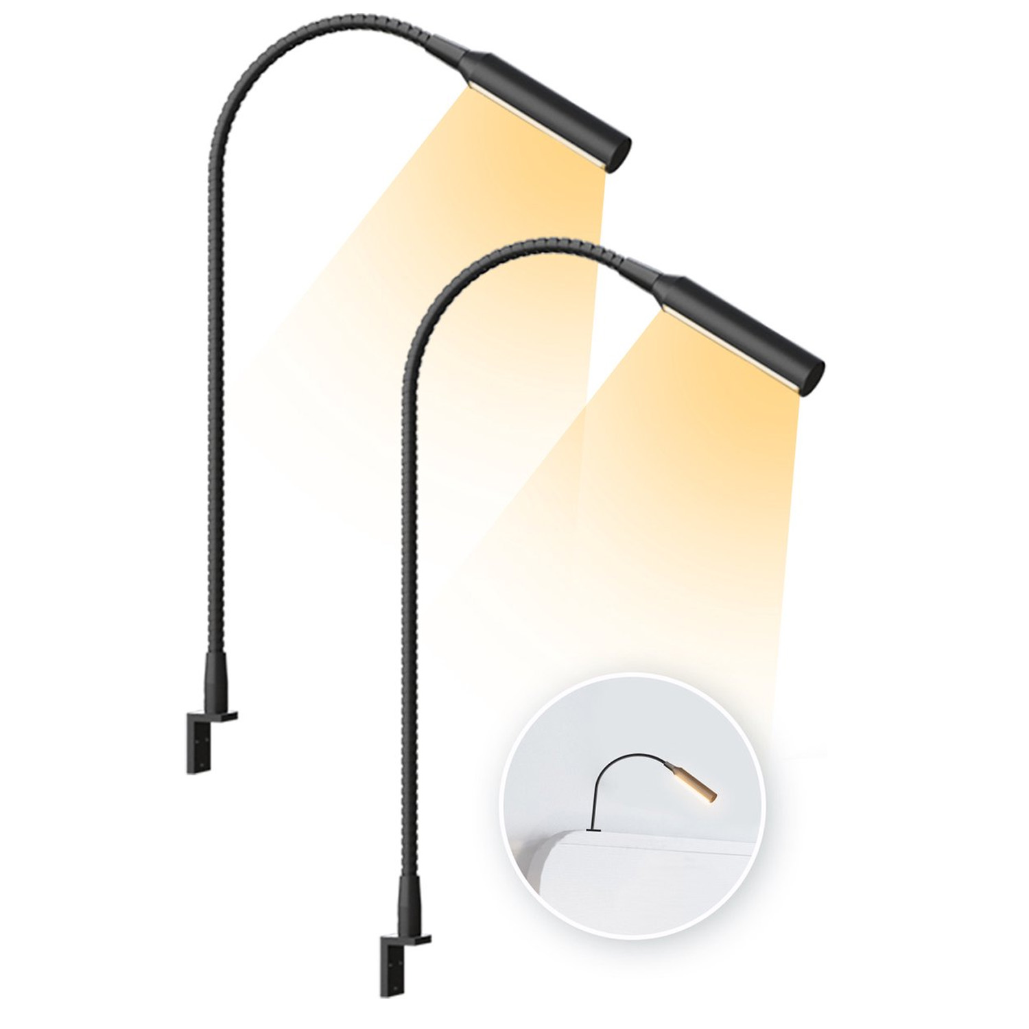 調光機能付きLED読書灯2個。タッチ式のLED照明、ベッドサ - Books のレビューと価格