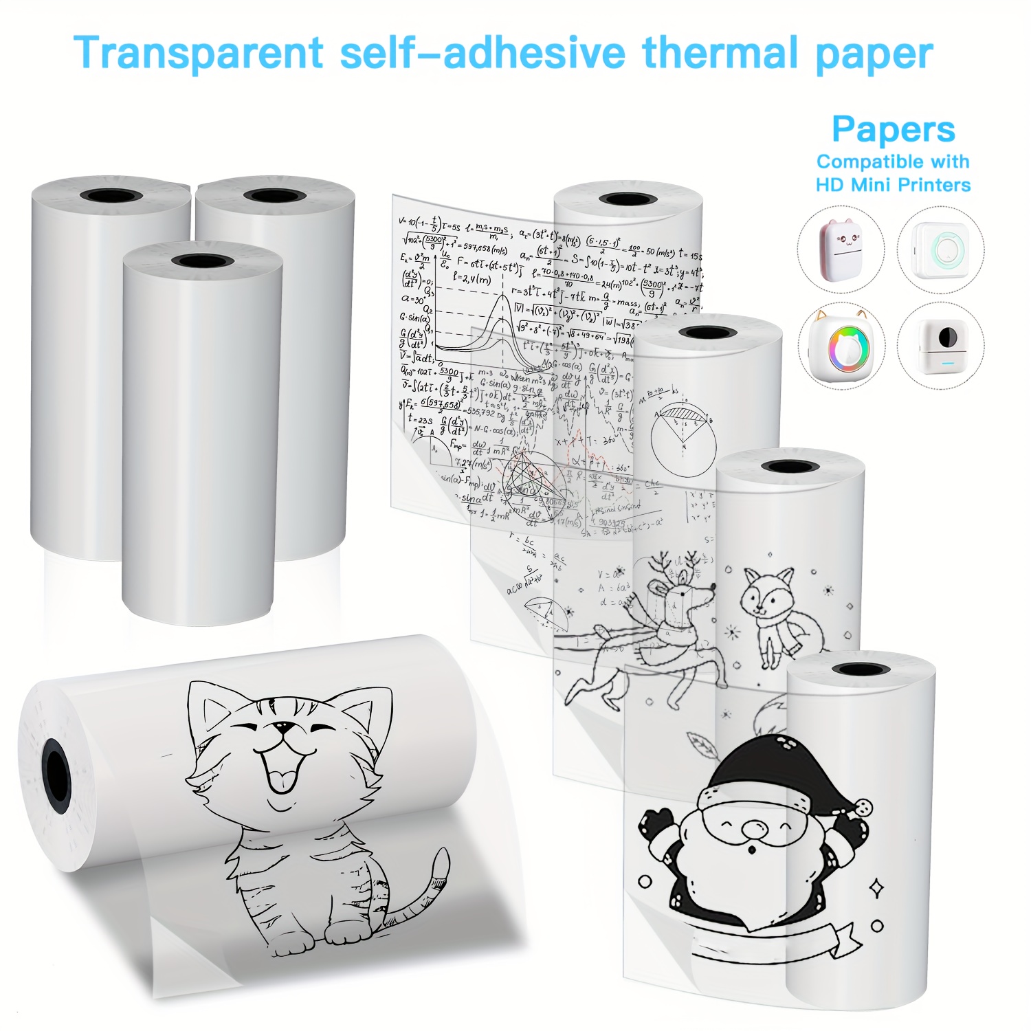 2/4/8 ロール透明自己粘着感熱紙 57 ミリメートル光沢 - Mini Pocket Thermal Printer Paper Roll のレビューと価格
