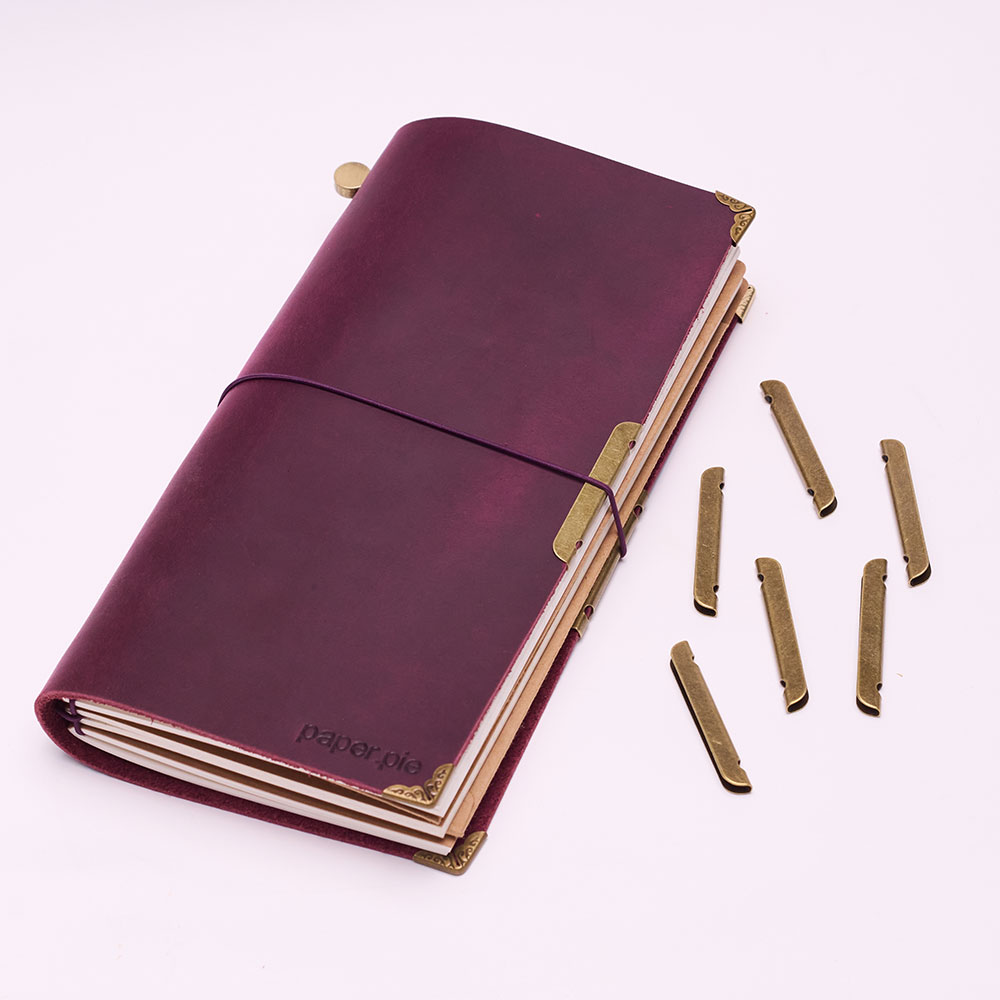 レザーノートブック メタルエッジ保護 日記帳カバー アクセサ - Vintage Leather Journal Notebook のレビューと価格